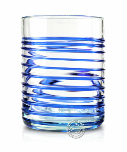 Glas mit blauer Spirale aufgearbeitet, grande, je Stück