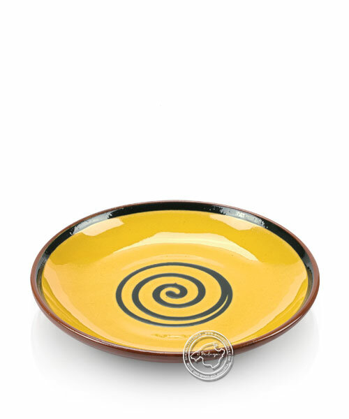 Teller, rund, Spiralmuster gelb/blau, volllasiert 21 cm, je Stück