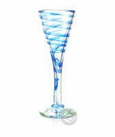 Copa Flauta azul - Champagnerglas mit blauem Spiralmuster...