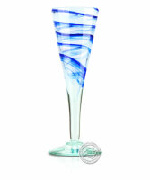 Copa Flauta azul - Champagnerglas mit blau-weiß...