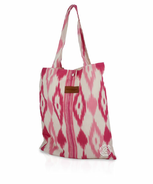 Stofftasche im Lengua-Muster pink mit Knopf 40 x 35 cm, je Stück